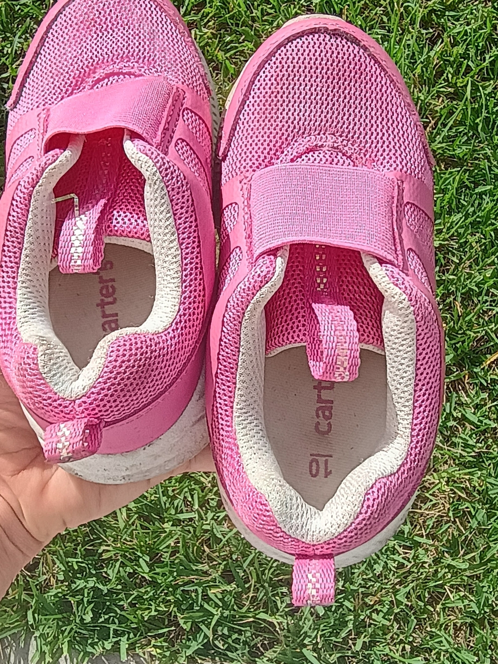 Carter's Bright Pink Mesh Hook-and-Loop Kids Sneakers